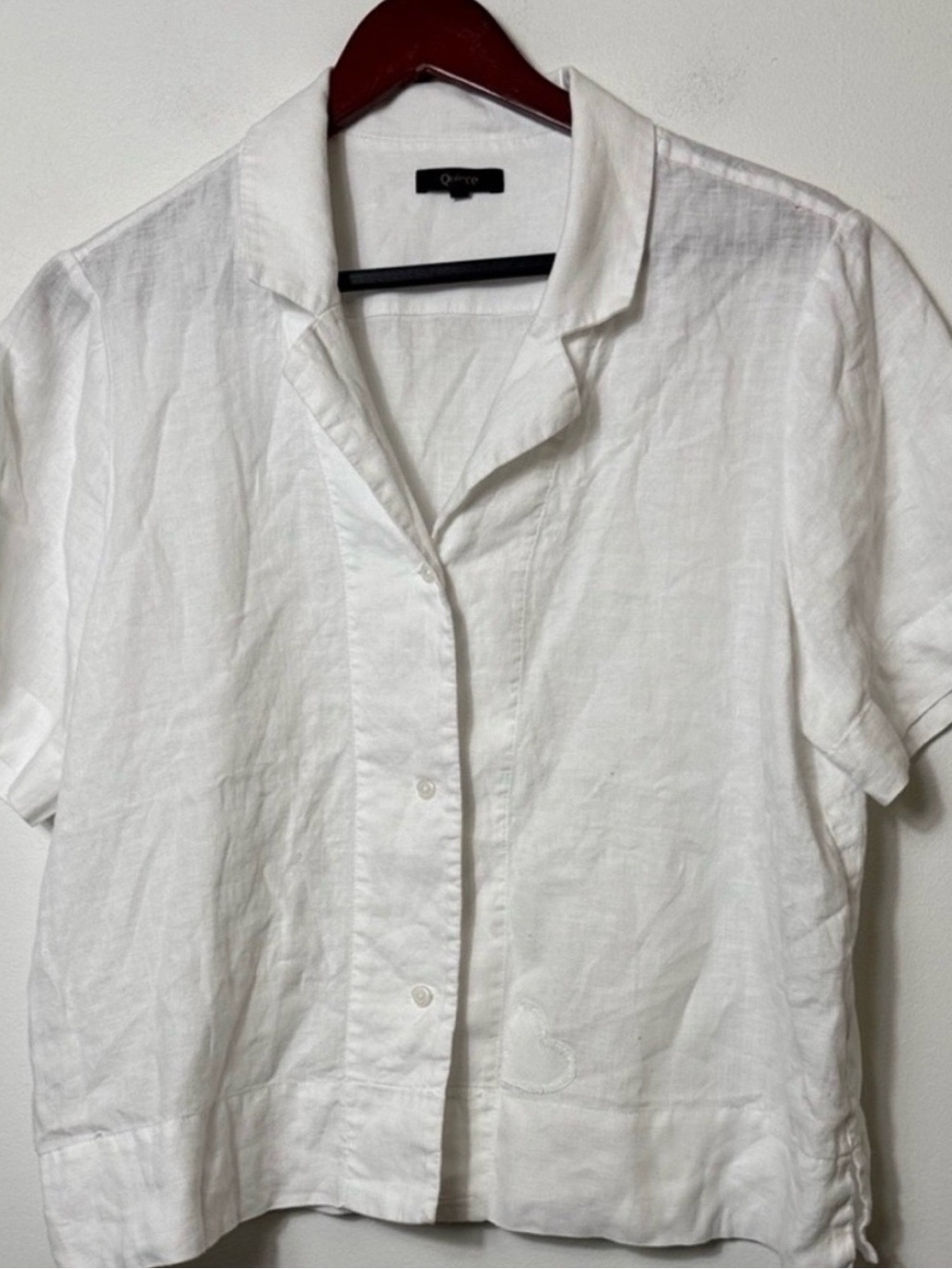 Quince Linen Shirt, Large. Heart patch covers a small hole, cute solution!